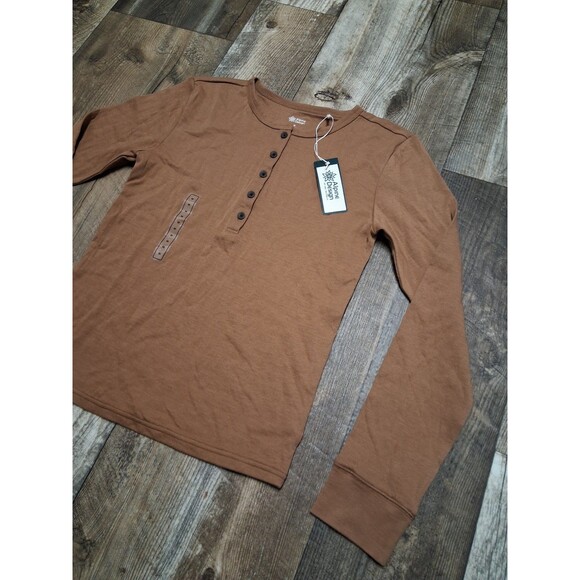 NEW! Women's Alpine Design Basic Long Sleeve Henley Shirt, Brown Size Medium - Picture 2 of 7